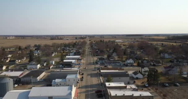 Downtown Fowler Michigan Drönare Video Rör Sig Ner — Stockvideo