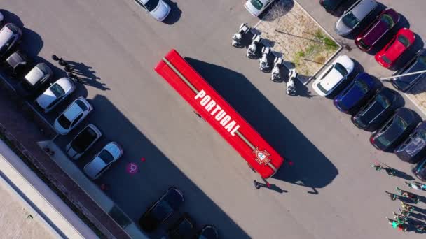 Aerial View Portugal Team Bus Arriving Jamor Sports Complex Lisbon — Video