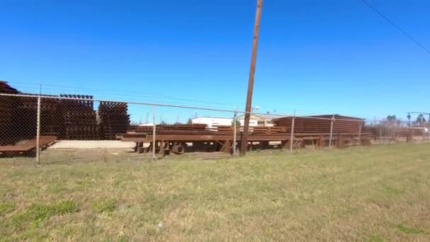 Stockpiles Beam Posts Metal Panels Building Border Wall Texas Mexico — Video