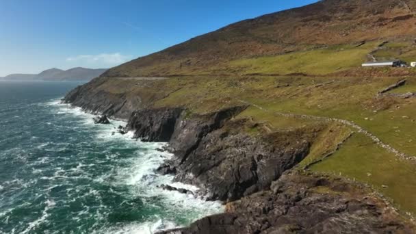 Ventry Kerry Irlanda Marzo 2022 Drone Tracce Ovest Lungo Dingle — Video Stock