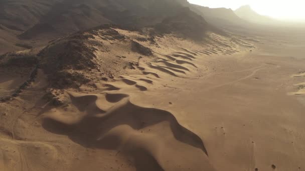 Çöl Manzarasında Kum Kayalar Fas Zagora Hava Aracı Görünümü — Stok video