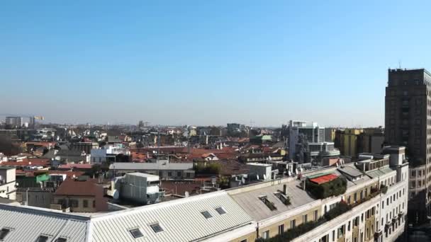 Panoramic View Rooftop Milan Italy City Life District Central Area — Vídeo de Stock