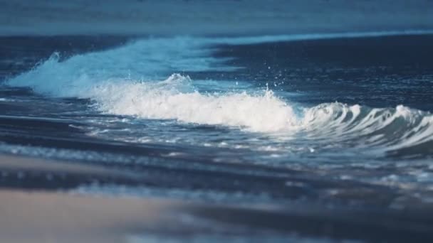 Powerful Waves Roll Sandy Shallows Ersfjord Beach White Foam Rising — Vídeo de Stock