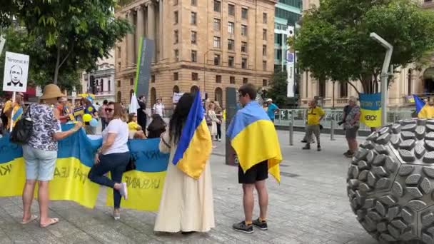 Peaceful Protest Event Held Brisbane Square Express Dissatisfaction Fighting Inhumane — ストック動画