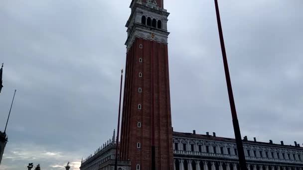 Toren Doge Paleis Heilige Mark Basiliek Venetië — Stockvideo