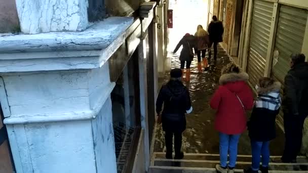 Banjir Venice Untuk Mencapai San Marco Square Karena Naiknya Air — Stok Video