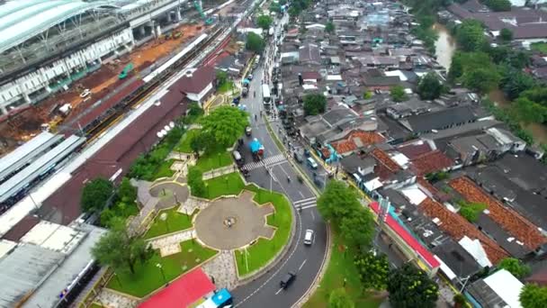Aerial View Manggarai Train Station Building Jakarta Indonesia — стокове відео