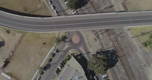 Isolated Car Drives Static Aerial Perspective Frame — Stock videók