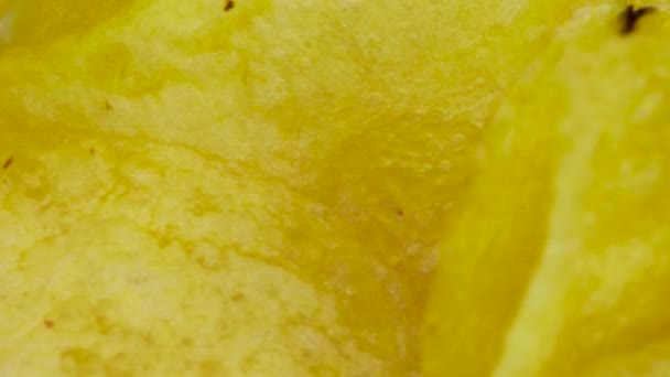 Very Close View Potato Chips Macro Shot Rotating Motion Texture — 비디오