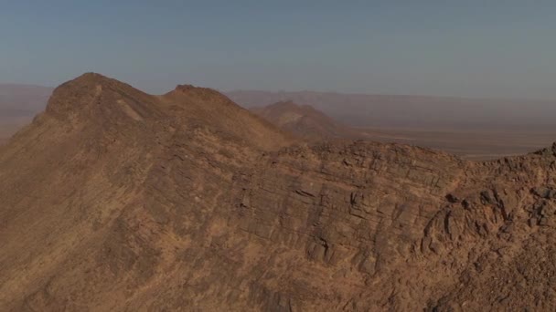 Rocky Mountains Top Draa Valley Background Morocco Aerial Circling Sky — Stockvideo