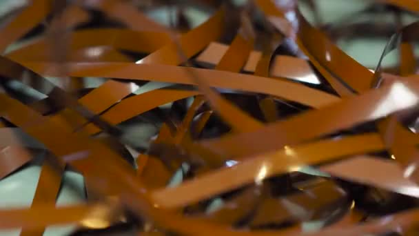 Tape Unreel Pulling Tape Out Destroying Cassette Tape Media Scene — Video