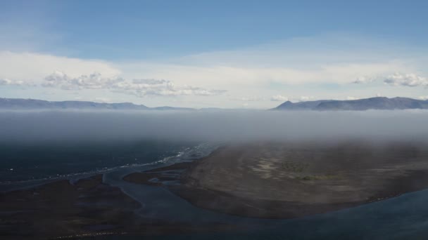 Aerial Beautiful Coastline Hvitserkur Vatnsnes Iceland Wide Forward Shot — Vídeo de stock