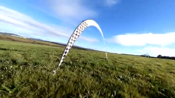 Fpv Drone Racing Field Outdoor Arch Gates Aerial — Wideo stockowe