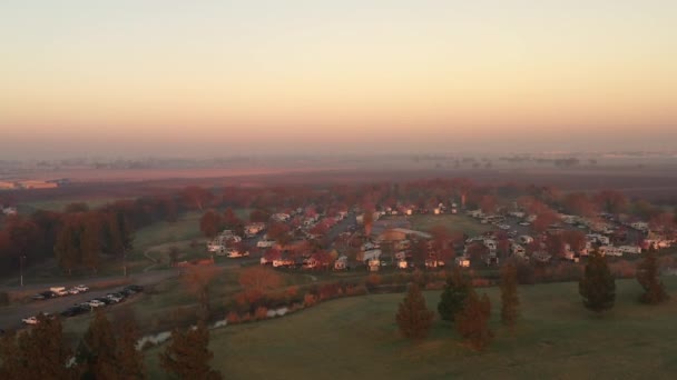 Small Town Central California Usa Drone Sunrise — Wideo stockowe