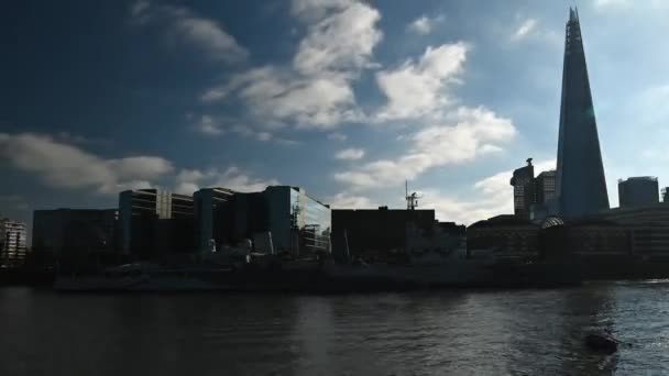 Mirando Hacia Hms Belfast Shard Londres Reino Unido — Vídeos de Stock