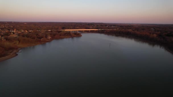 Luchtbeelden Van Poindexter Branch Lake Lewisville Texas Lange Weg Naar — Stockvideo
