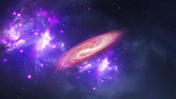 星雲の背景を持つ渦巻銀河が宇宙にあります — ストック動画