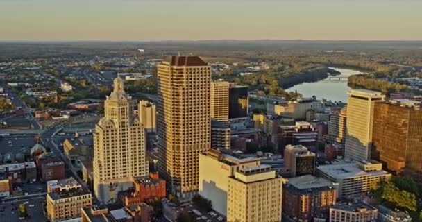 Hartford Connecticut Havacılık V11 Sinemanın Etrafında Uçarak Şehir Merkezinin Güzel — Stok video