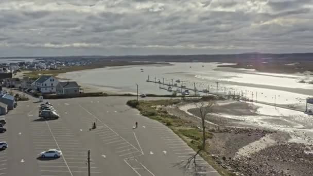 Wells Maine Aerial V11 Spectaculaire Panoramische Pan Shot Vastleggen Van — Stockvideo