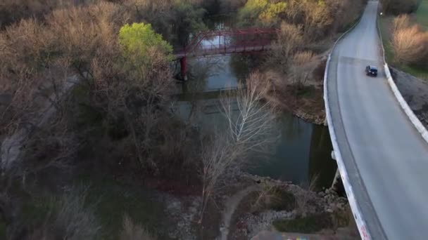 Aerial Footage Old Alton Bridge Lantana Texas Video Approaches North — Vídeo de Stock