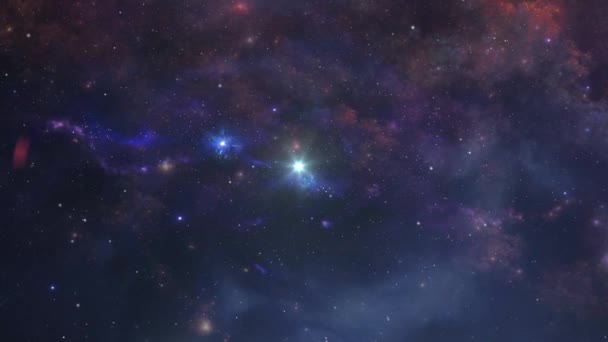 Djupa Rymden Stjärnor Utspridda Bland Nebulosamoln Universum — Stockvideo