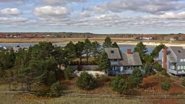 Wells Maine Aerial Prachtige Landschapsopname Drone Vliegen Rond Putten Haven — Stockvideo