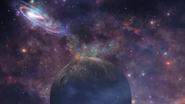Νεφελώματα Γαλαξίες Και Πλανήτες Στο Σύμπαν — Αρχείο Βίντεο