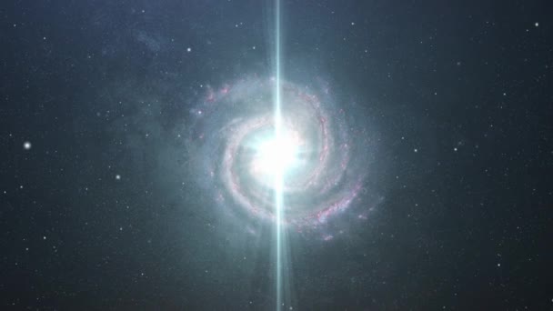 Spiral Galaxy Vertical Rays Universe — Stock Video