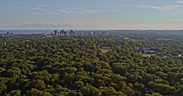 New Haven Connecticut Aerial V20 Panoramische Schwenkaufnahme Die Die Wunderschöne — Stockvideo