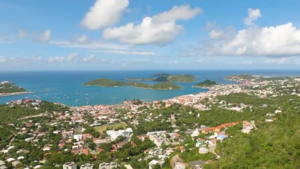 Abgekippte Aufnahme Der Ruhigen Landschaft Der Stadt Charlotte Amalie Thomas — Stockvideo