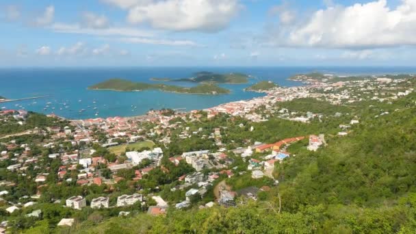 Aufnahme Der Stadt Und Des Hafens Von Charlotte Amalie Auf — Stockvideo