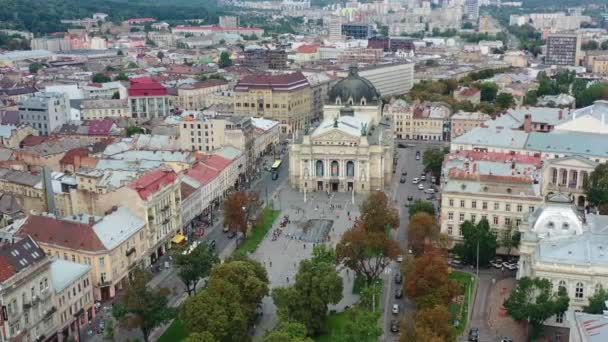 Widok Lotu Ptaka Lwowski Narodowy Akademicki Teatr Opery Baletu Lwowie — Wideo stockowe