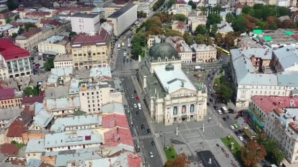 Aerial Lviv National Academic Opera Ballet Theatre Lviv Ukraine Summer — Vídeo de stock