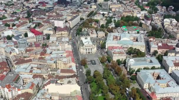 Aerial Lviv National Academic Opera Ballet Theatre Lviv Ukraina Selama — Stok Video