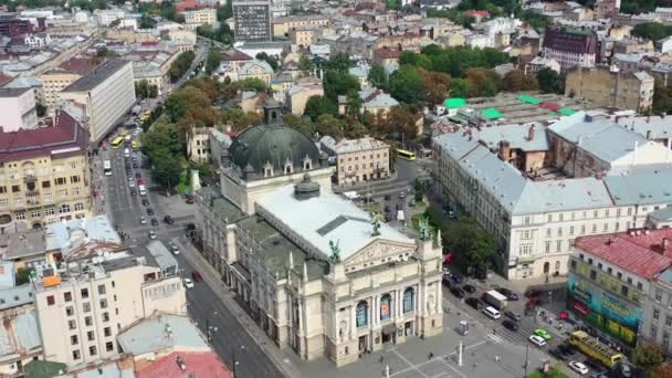 Flygfoto Lviv National Academic Opera Och Balett Theatre Lviv Ukraina — Stockvideo