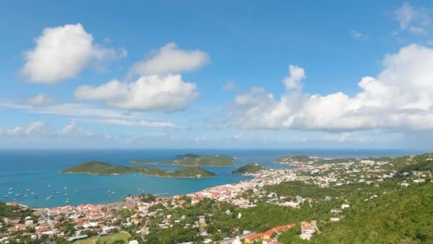 Pan Left Shot Charlotte Amalie City Caribbean Sea Thomas Usvi — Video Stock