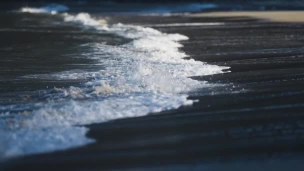Waves Roll Slowly Shallows Sandy Beach Ersfjord White Foam Rising — Video Stock