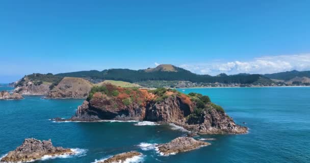 Let Přes Oceánské Útesy Králičí Ostrov Opito Bay Oslnivý Letní — Stock video