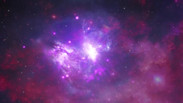 Espace Profond Nuages Nébuleuses Violettes Dans Univers — Video