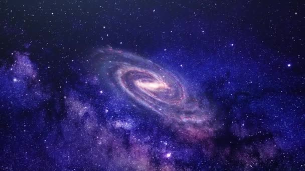 Спиральная Галактика Голубом Фоне Туманности Вселенной — стоковое видео