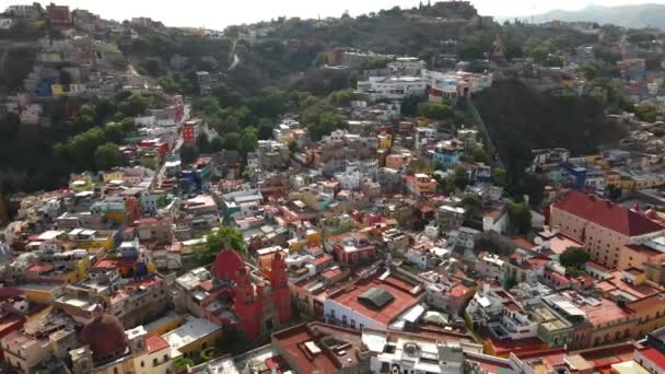 Guanajuato Drone Skott Panorama Mexiko Hills Med Hus — Stockvideo