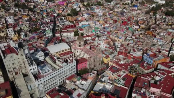 Basilika Guanajuato Mexiko Drone Shot — Stockvideo