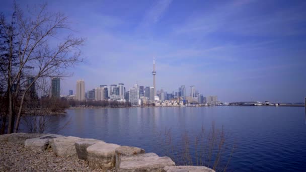 Bela Paisagem Que Estabelece Tiro Toronto Ontário Canadá Skyline Trillium — Vídeo de Stock