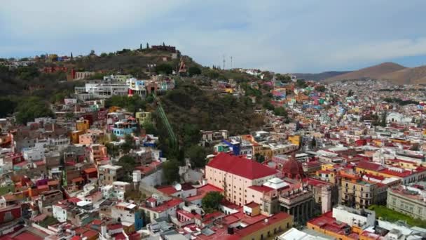 Monumento Pipila Statue Guanajuato Mexico Drone Shot — стокове відео