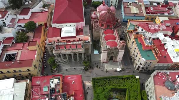 Theatro Juarez Guanajuato Mexico Drone Shot Central Park — стокове відео