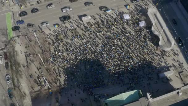 Crowd People Vancouver Art Gallery Plaza Pro Ukrainian Rally British — ストック動画