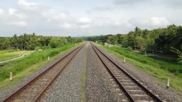 Train Journey Point View Driver View Railway Track Seen Train — ストック動画