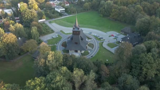 Vista Aérea Iglesia Nuestra Señora Reina Polonia Cracovia — Vídeo de stock