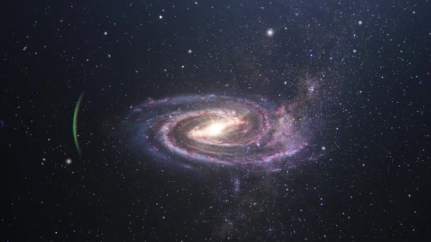 Spiralgalax Flyter Med Omgivande Stjärnor Universum — Stockvideo