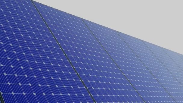 Solar Panels Sunny Day Camera Rising Long Row Solar Panels — Stock video